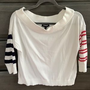 Express off the shoulder three quarter length sleeve top